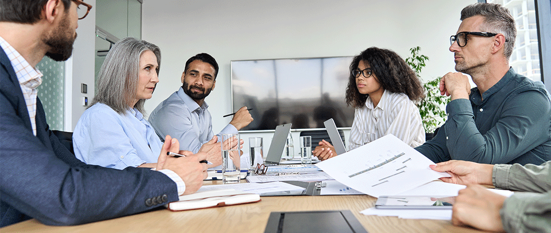 Boards members sitting at table